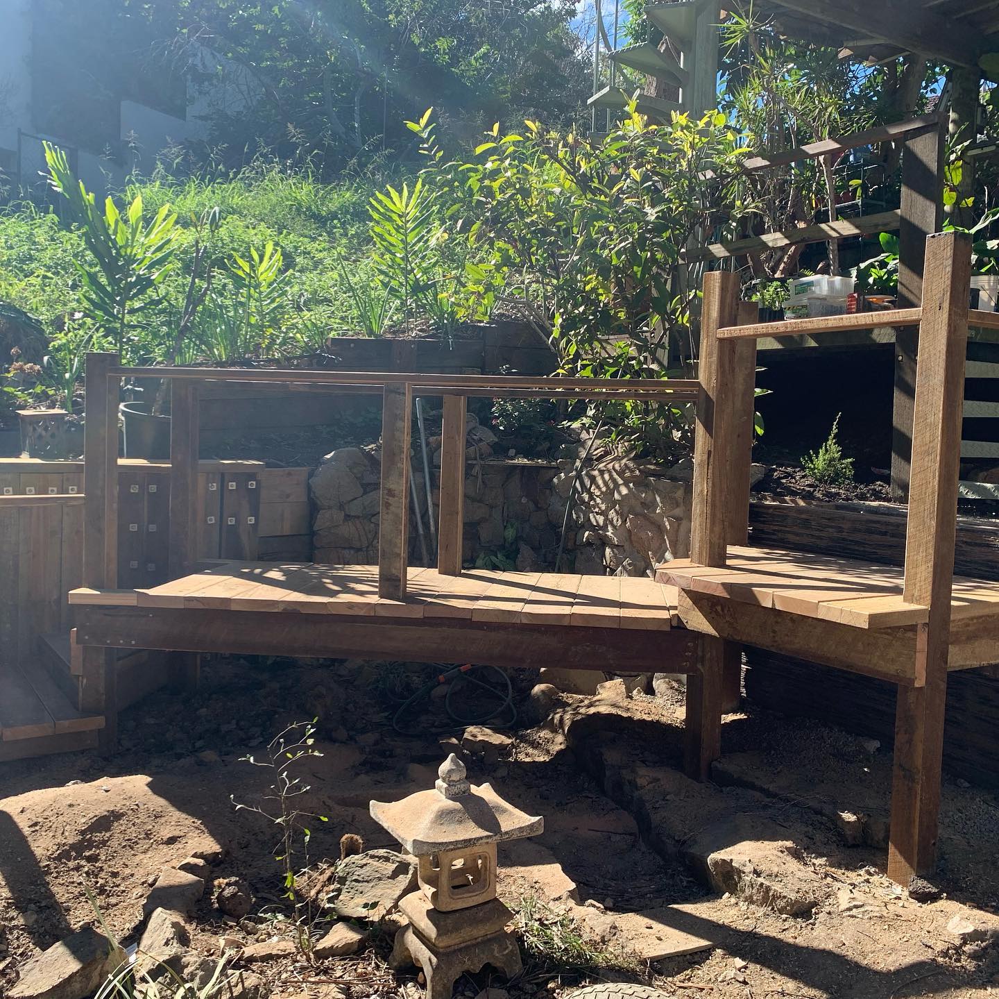 Custom timber walkway with Japanese garden lantern in Paddington
